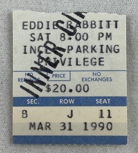 1990 03/31 EDDIE RABBITT Concert Ticket-Westbury Music Fair
