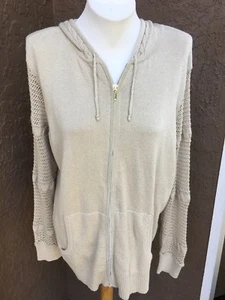New $109 Chico's Zenergy Gold Lurex Stitch Zip Hoodie Jacket Sweater 2 L 12 NWT - Picture 1 of 3