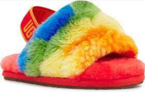 NUOVI SANDALI UGG RAGAZZE FLUFF YEAH CALI COLLAGE SLIDE SLIDE SLIDE ARCOBALENO PELLE DI PECORA 11