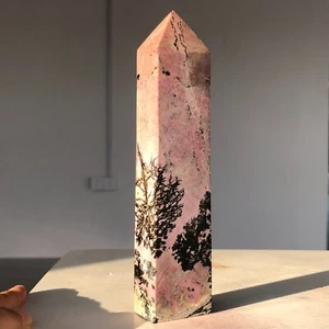 546g Rhodonite Mountain Peach Blossom Natural Quartz Crystal Tower Healing G124 - Imagen 1 de 15