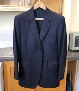 RICHARD ANDERSON Savile Row Bespoke Navy Striped Blazer, Size 39R - Picture 1 of 9