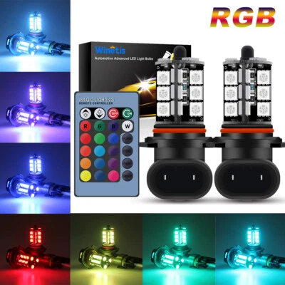 2X 9145 H10 9140 LED Fog Light Driving Bulbs DRL RGB Remote Control Multi-Color - Image 1 of 4
