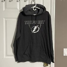 NHL Tampa Bay Lightning Hoodie Mens Large Pullover Grey Silver Logo LongSleeve 