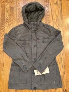 Levi's Hooded Military Jacket Olive Green Womens Size M New - Picture 1 of 9