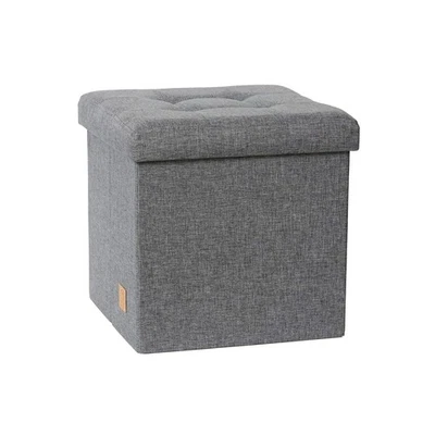 LOVE IT STORE IT Sitzhocker grau 38x38 cm mit Stauraum, Leinen, robust, klappbar - Bild 1 von 4