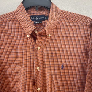 Camisa Ralph Lauren Para Hombre XL Naranja Abotonada Manga Larga Preppy Calce Clásico - Imagen 1 de 10