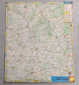 Vintage French SHELL Centre Map Tin Sign 46 x 54.5CM - Picture 1 of 14