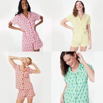 Womens Cute Roller Rabbit Pajamas Monkey Print Sleep Pajama Shorts Set for Women - Image 1 of 4