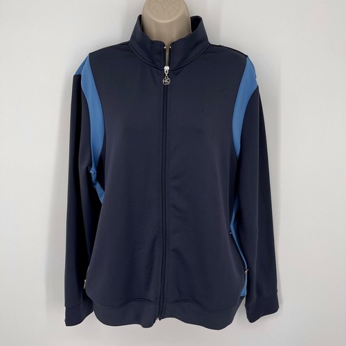 VETEMENTS NY&C Performance VINTAGE Giacca Sportiva Donna Taglia L Tasche Zip Elasticizzata Blu