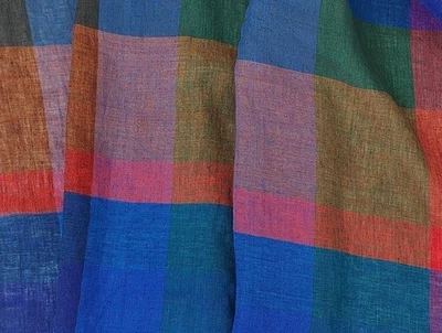 Tela 100% Lino Ligera Hilo Teñido Cuadros Multicolor 52" Ancho 3Y... Foto 1 de 4