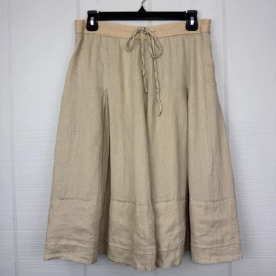 Falda Banana Republic de lino tostado hasta la rodilla línea A lazo cordón cintura 8 Foto 1 de 4