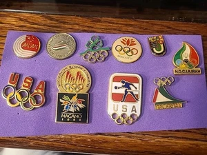 Olympic Group Of 10 NOC Team Pins Including 1998 Nagano Olympics - Picture 1 of 1