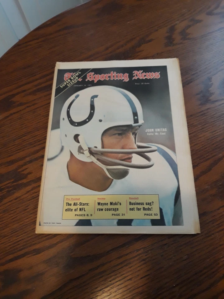 JANUARY 16,1971-THE SPORTING NEWS-JOHNNY UNITAS OF THE BALTIMORE COLTS(NM) - Image 1 of 1