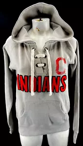 NEW Cleveland Guardians Indians MLB Soft As A Grape Lace Up Grey Hoodie Womens M - Picture 1 of 9