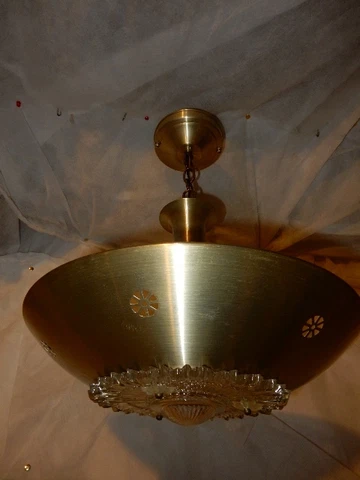 Vintage 1930's Machine Age Art Deco Fixture Pendant Chandelier Cover