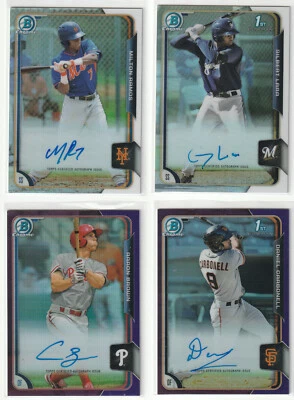 2015 BOWMAN CHROME AUTO UPICK BAERGA IGLESIAS BARNES SPANGENBERG NORRIS RC - Image 1 of 4