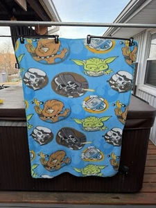 Star Wars 2015 Fleece Blanket Throw Twin BLUE 38" x 50" Chewie Vader R2D2 Yoda - Picture 1 of 13