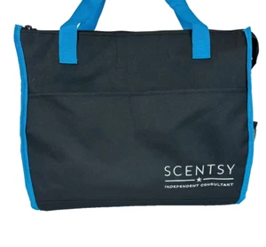 Scentsy Independent Consultant Insulated Tote Bag Zippered Black Aqua - Picture 1 of 7