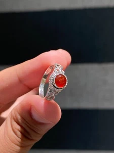 Red Carnelian Round Gemstone 6.0mm Handmade Statement Ring Gift For Women - Picture 1 of 3