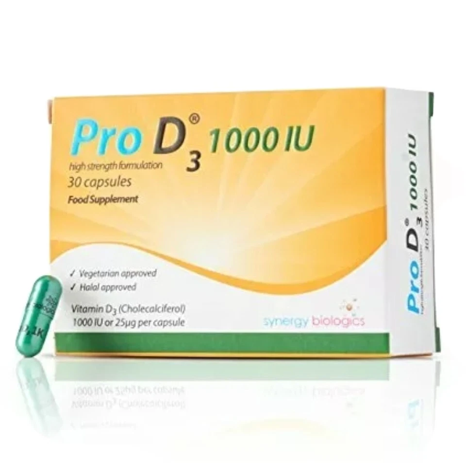 Pro D3 1000 UI (Vitamina D3-1.000 / 25mcg) Cápsulas Aptas para Vegetarianos - NUEVO Foto 1 de 2