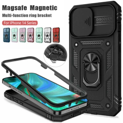 Heavy Duty Full Cover Magnetic Ring Armor Case For iPhone 16 15 14 13 Pro Max 12 - Image 1 of 4