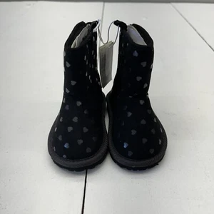 Gap Baby Black Boots With Embossed Heart Print Heel Zipper Baby Size 6 - Picture 1 of 6