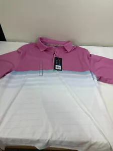Walter Hagen Men’s Perfect 11 Ombre Pink/Cream Chest Stripe Polo Size Small - Picture 1 of 6