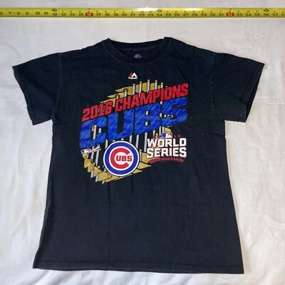 Chicago Cubs 2016 World Series Champions Majestic Shirt Size Small Black - Image 1 of 4