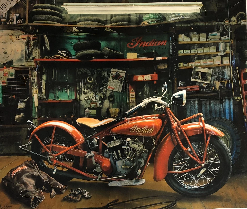 Riley Blake Designs PD7390 Indian Motorcycle Quilting Fabric Panel - Image 1 of 1