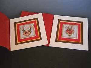 ArtisticTile Handpainted Embellished Neck Pieces Framed Matted Set of 2 Pictures - Picture 1 of 8