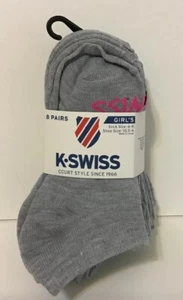 K-swiss Girls Socks Sock Size 6-8 Shoes Size 10.5-4 8 Pair Grey NEW - Picture 1 of 5