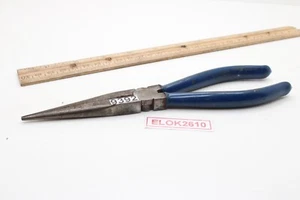 West Germany 8” Long Needle Nose Blue Rubber Handles Pliers w/Side Cutters - Picture 1 of 11