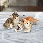 3.5" H Lying Wabansia Tuxedo and Tabby Cats Figurine Room Decor 