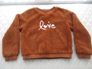 Catimini Girl's Warm Caramel Brown Faux Fur Sweatshirt Top w/Embroidery, Sz 10 - Picture 1 of 8