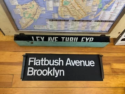 NY NYC SUBWAY ROLL SIGN FLATBUSH AVENUE BROOKLYN ROCKAWAY GIL HODGES MEM. BRIDGE - Image 1 of 4