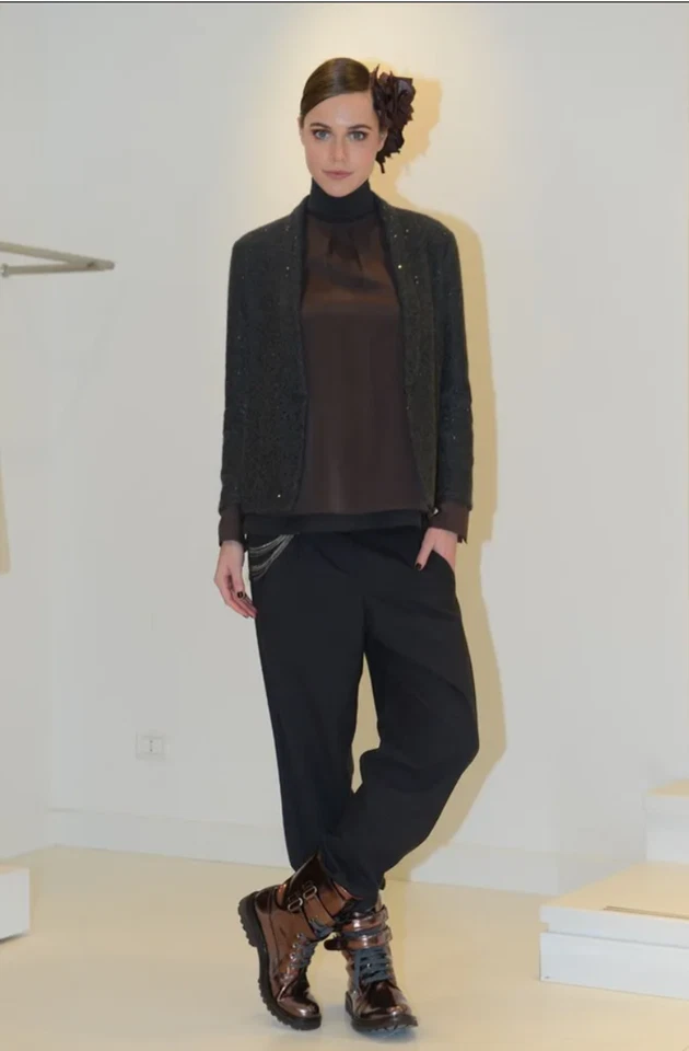 NUEVA $3,850 Brunello Cucinelli “Diamante” Cachemira/Seda Alta Costura Chaqueta M Foto 1 de 4