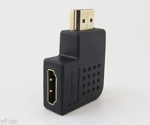 5pcs 19pin HDMI Male to Female M/F Right Angle 90D Adapter Converter Gold Plated - Picture 1 of 5