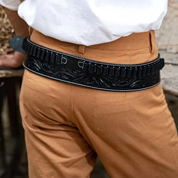 Hulara Leather Western Carving  belt  holder .22/.44/.45/.38/.357cal loop holder - Image 1 of 4