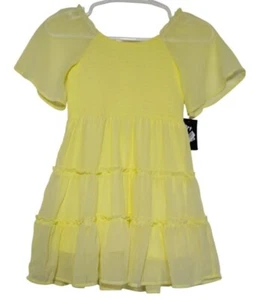 Art Class Girls Yellow. Recycled Polyester Smocked Ruffle Dress L(10/12). NWT - Picture 1 of 7