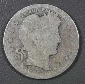 1905-O Barber 90% Silver Quarter  - Picture 1 of 2