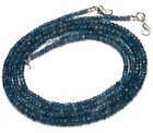 Natural Gem Moss Aquamarine 3 to 5.5MM Size Faceted Rondelle Beads Necklace 21"