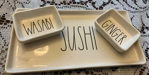 Rae Dunn Artisan Collection SUSHI Wasabi Ginger Bowls EUC Ceramic Collectable - Picture 1 of 3