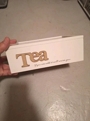 Teebox Holz weiß mit Glasdeckel NEU - Bild 1 von 3