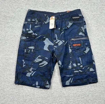 Shorts cargo paraquedas Superdry masculino tamanho 32 azul camuflado ripstop externo NOVO - Imagem 1 de 4