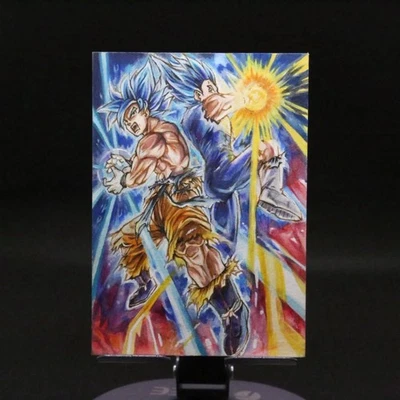 Tarjeta de boceto de origen Son Goku Kakarotto Vegeta Super Saiyan Dragon Ball 1/1 a mediados Foto 1 de 2