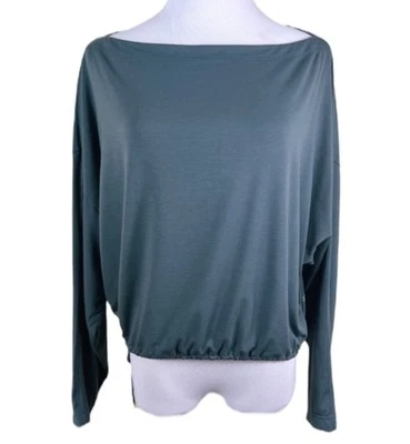 Top deportivo Athleta para mujer S refrescante yoga relajado manga larga dobladillo con cordón Foto 1 de 4