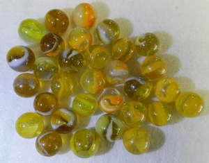 #19796m Vintage Mix of 30  Peltier Glass Marbles .58 to .64 Inches - Picture 1 of 10