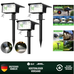 Solarlampen Außen Set 3 LED Gartenweg Leuchten  Bewegungsmelder Kaltweiß - Bild 1 von 10