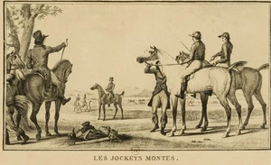 Darstellung einer Gruppe von Jockeys, Repro Romantik Unbekannt (19.Jhd) - Bild 1 von 4