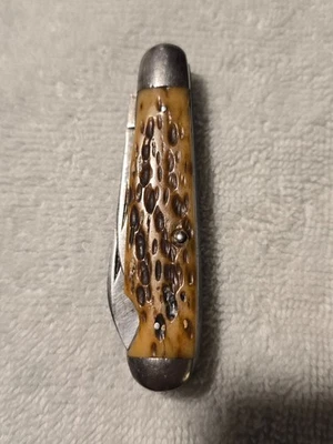老式美国口袋刀-未知制造商-3 1/2英寸封闭-2刀片-九骨手柄 — 第 1/4 张图片